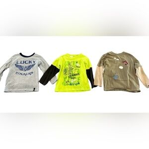 3T Kids Graphic Long Sleeve Shirt Set - Gray, Yellow, Tan